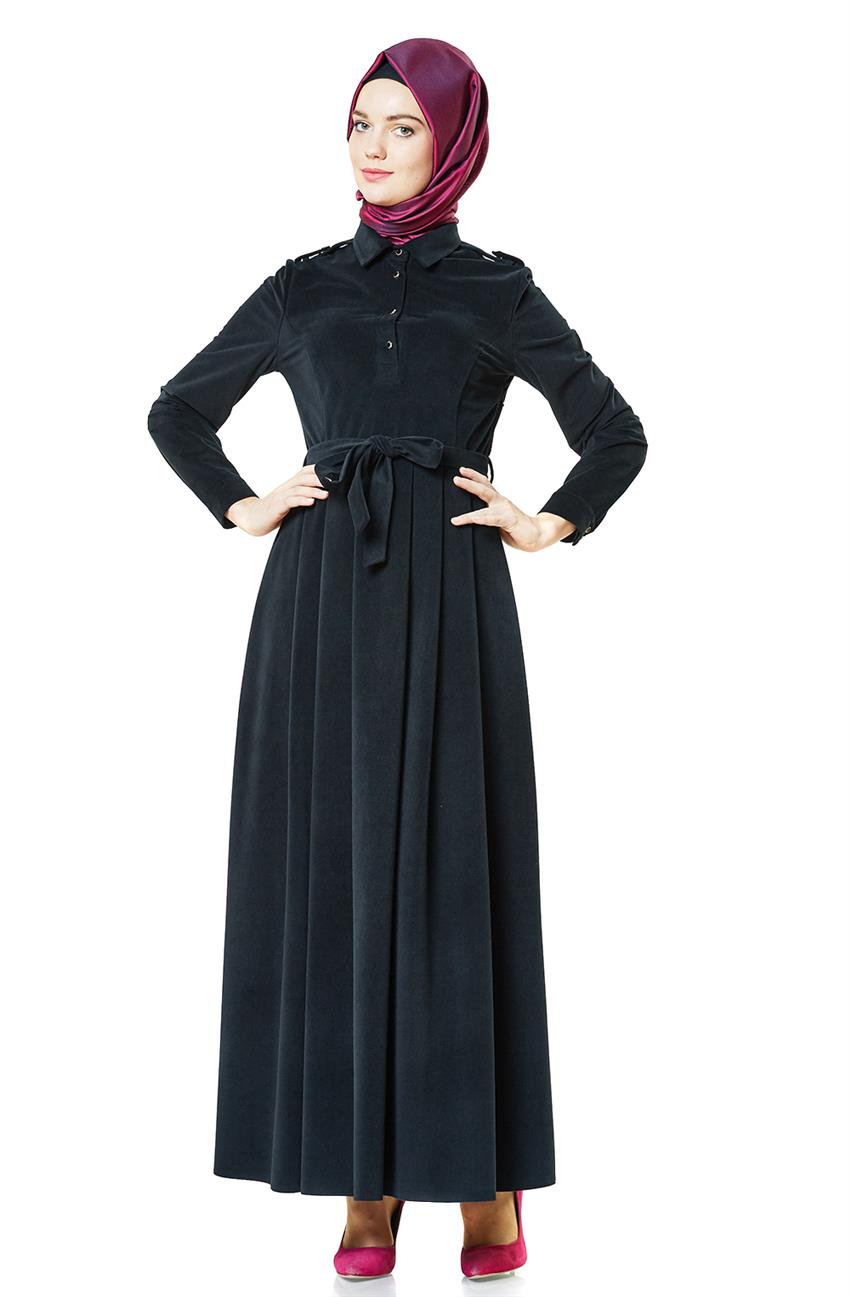 Süet Siyah Elbise Y1221-09
