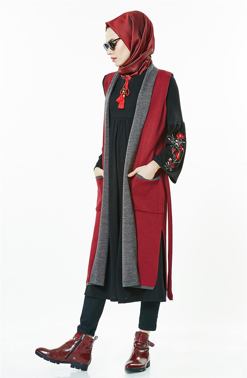 Knitwear Vest-Claret Red 14162-67