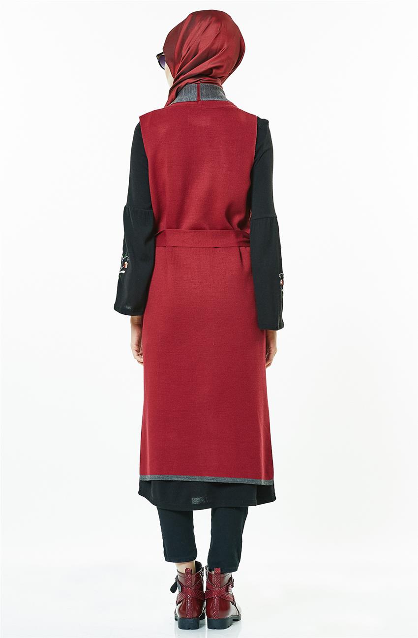 Knitwear Vest-Claret Red 14162-67