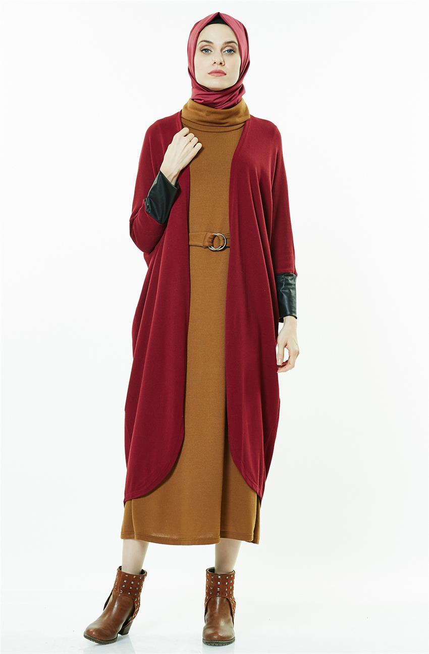 Knitwear Cardigan-Claret Red 14487-67
