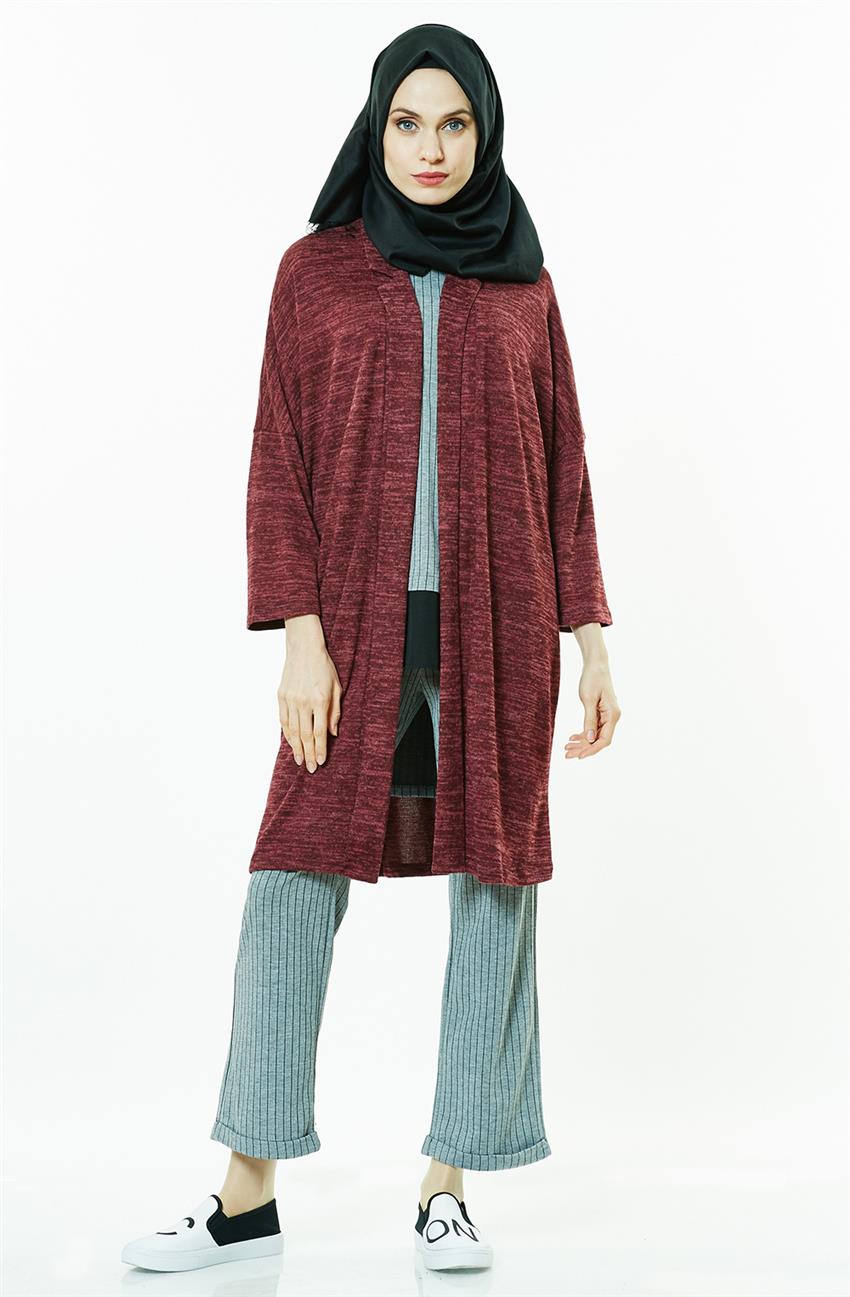 Knitwear Cardigan-Claret Red 14974-67