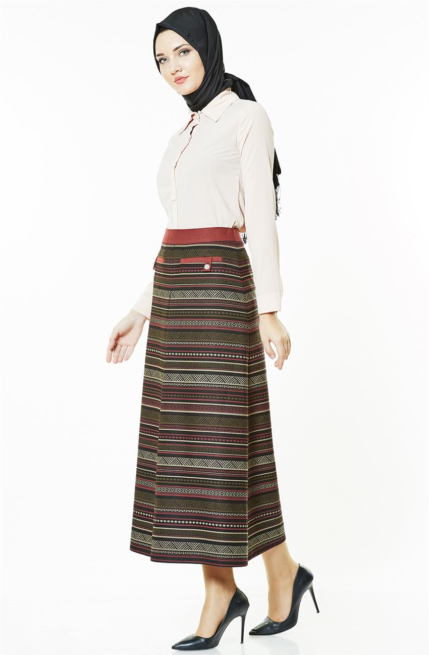 Tuğba Skirt-Claret Red J8078-30