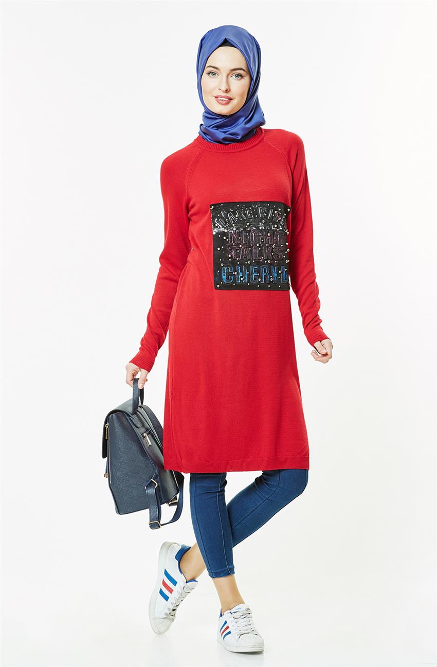 Knitwear Tunic-Red 15024-34