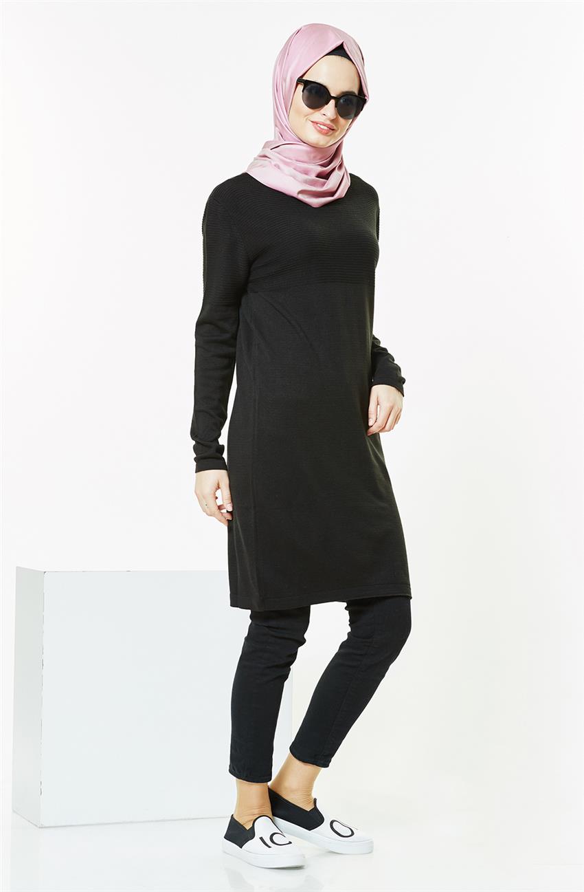 Pilise Knitwear Tunic-Black 15036-01