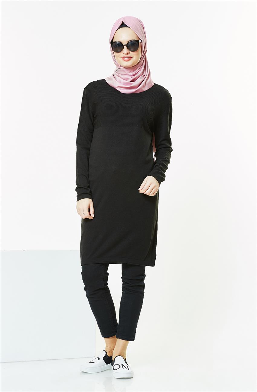 Pilise Knitwear Tunic-Black 15036-01