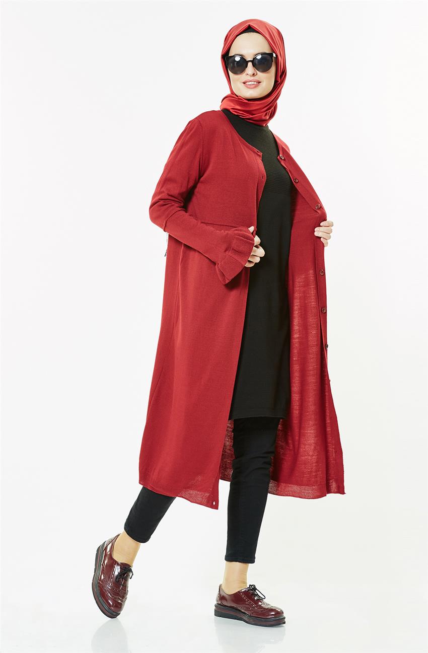 Pilise Knitwear Cardigan-Red 15049-34