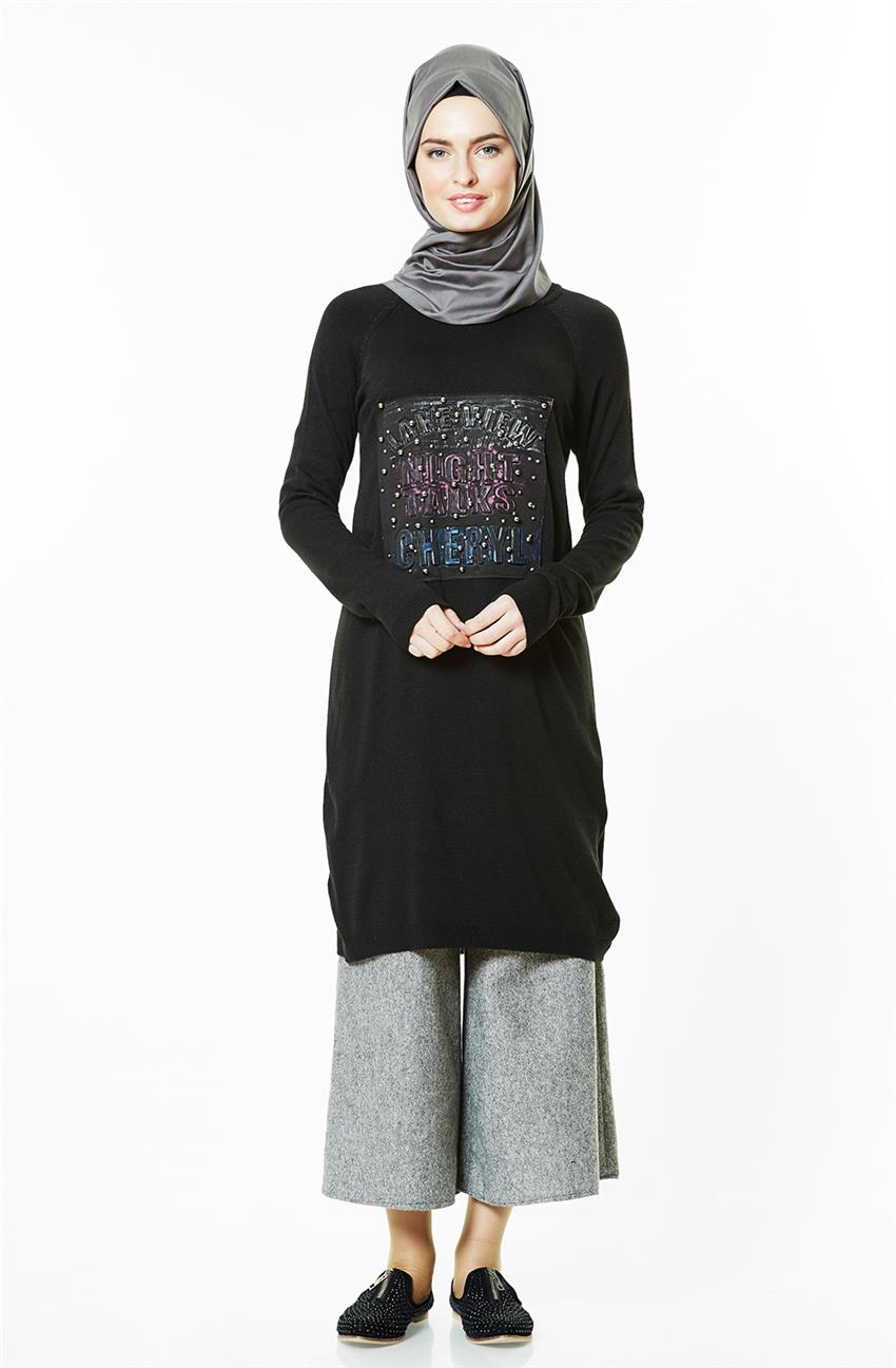 Pilise Knitwear Tunic-Black 15024-01