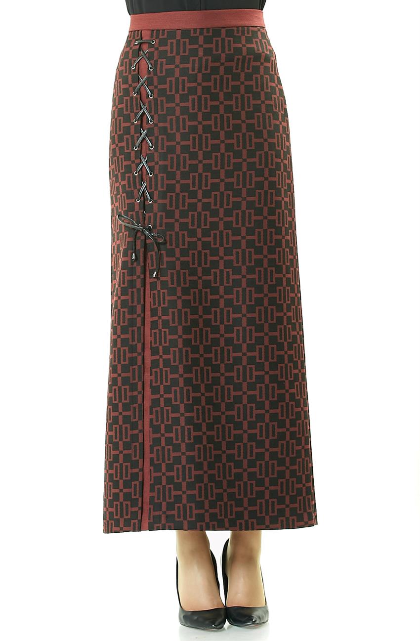 Tuğba Skirt-Claret Red J8038-30