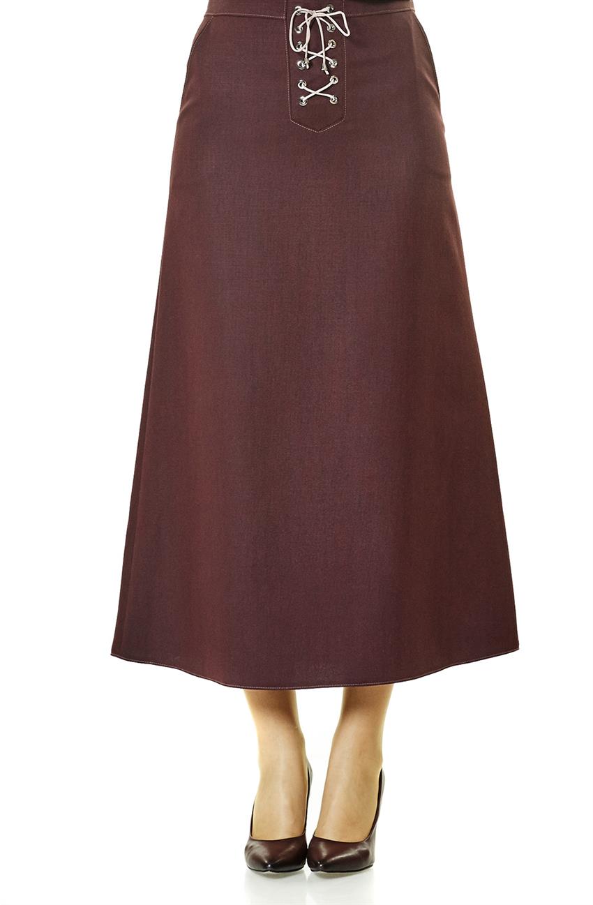 Tuğba A Skirt-Plum J5119-10