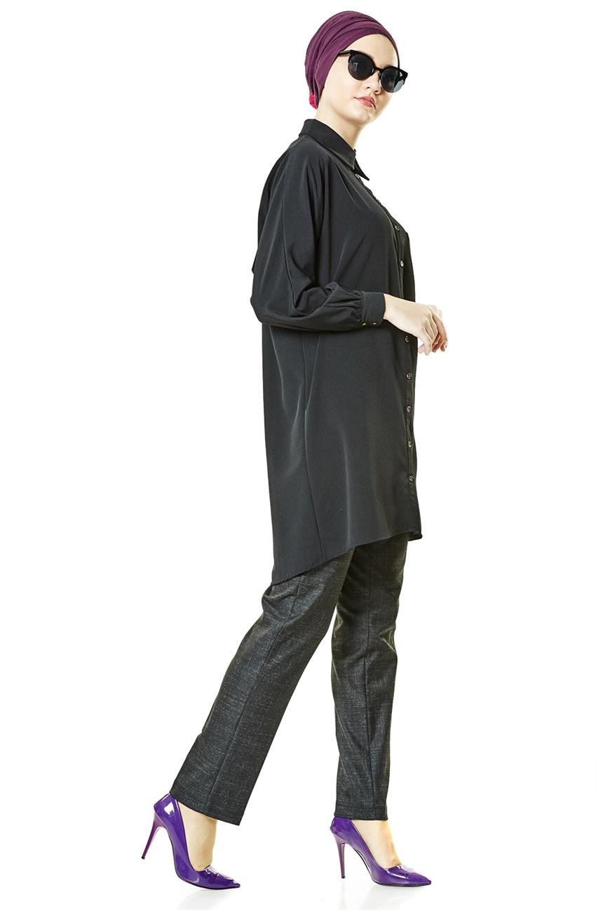 Klasik Kesim Siyah Pantolon 1425-01