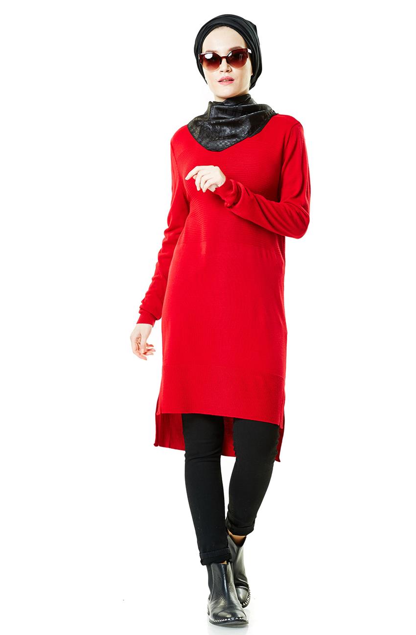Pilise Knitwear Tunic-Red 15028-34