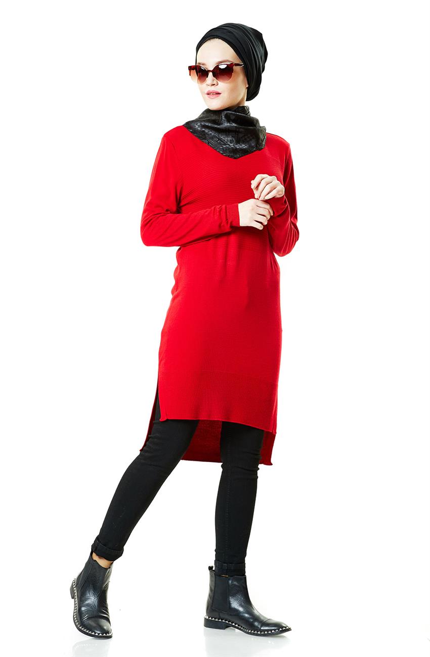 Pilise Knitwear Tunic-Red 15028-34