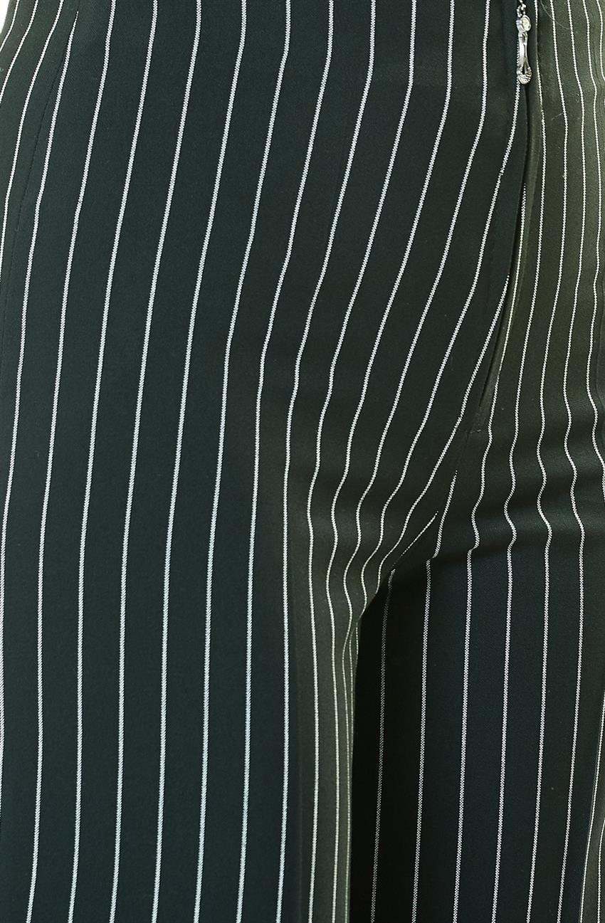 Önden Fermuarlı Kumaş Siyah Pantolon 4600-1-01