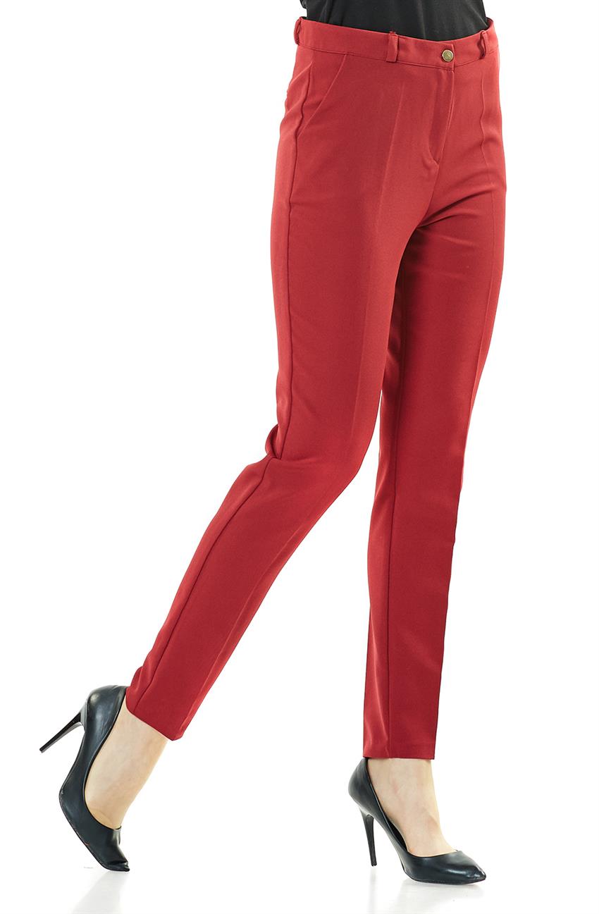 Krep Kırmızı Pantolon H-5499-19
