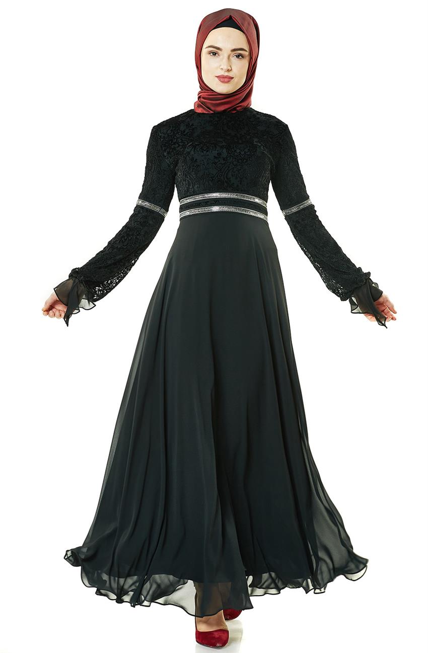 Basklı Dress-Black KA-A7-23099-12