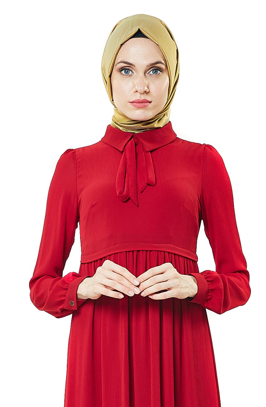 Bağcık Detaylı Kırmızı Elbise BL7321-34