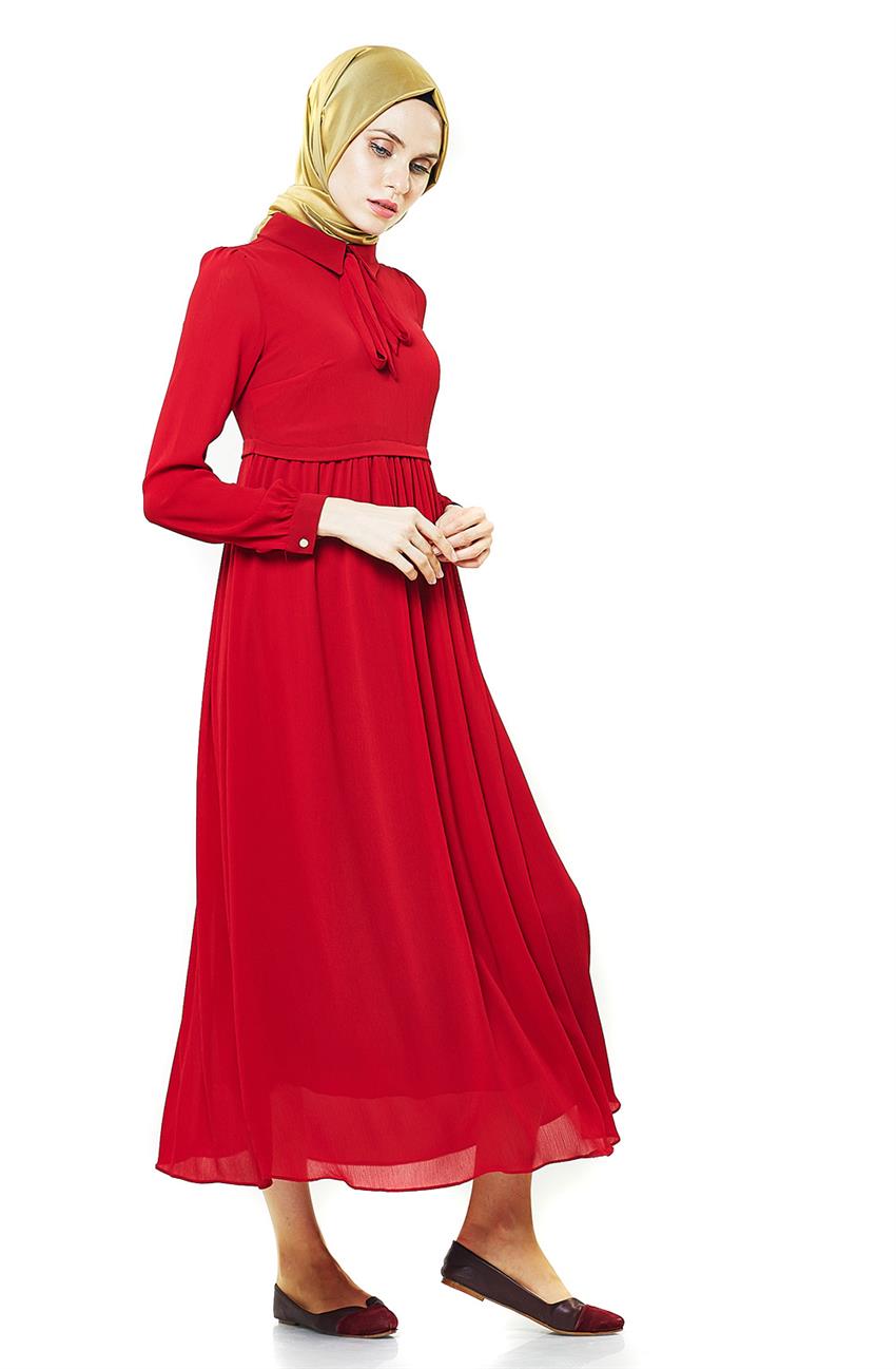 Bağcık Detaylı Kırmızı Elbise BL7321-34