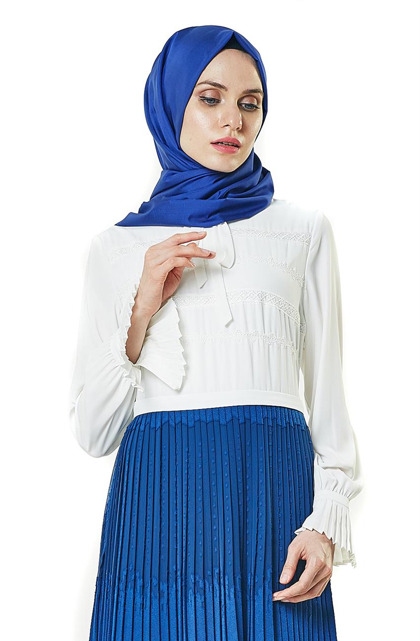 فستان-أبيض أزرق غامق KA-B7-23080-3574