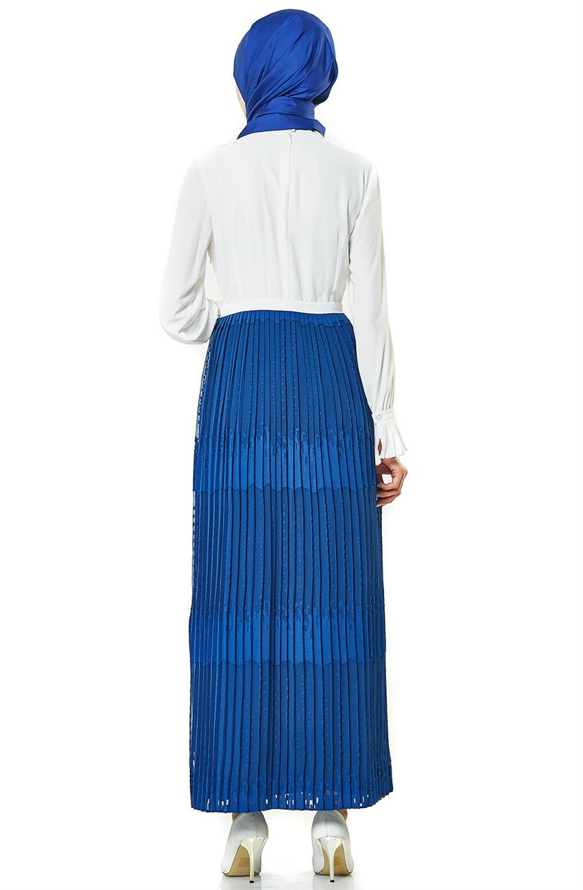 فستان-أبيض أزرق غامق KA-B7-23080-3574