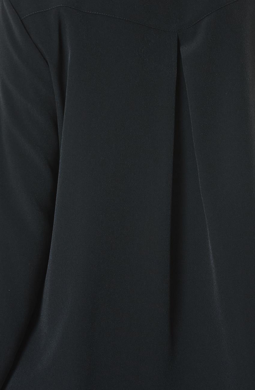 Parlak Taş Detaylı Gömlek-Siyah 7K3318-01