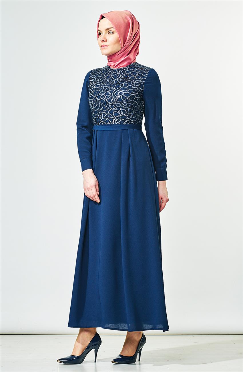 Evening Dress Dress-Navy Blue V4261-08