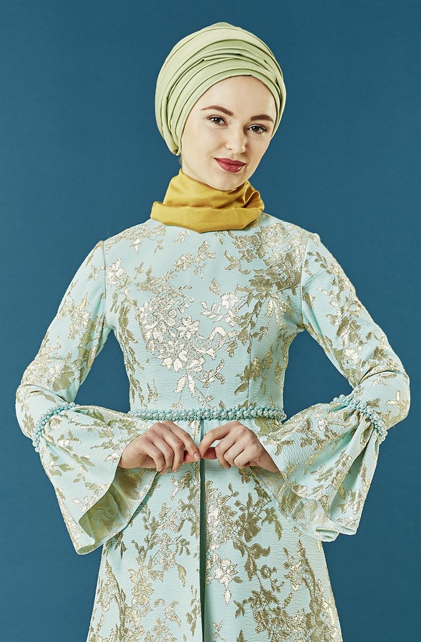 Tül Detaylı Abiye Mint Elbise 7YA10016-24