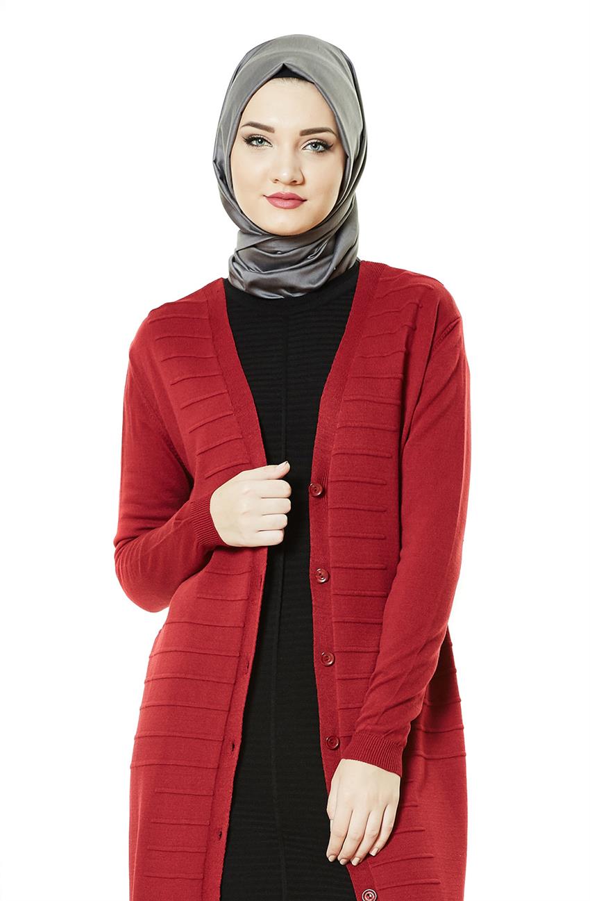 Pilise Knitwear Cardigan-Red 15047-34