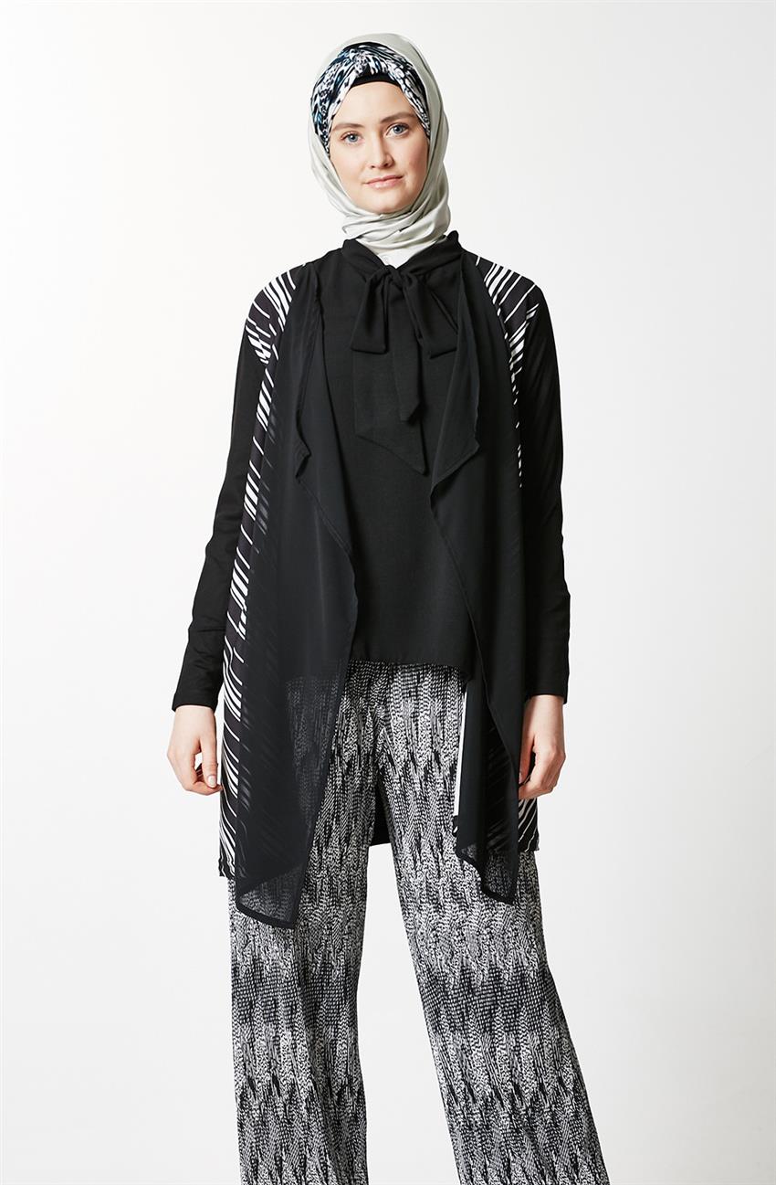 Motif Knitwear Jacket-Black 24009-01