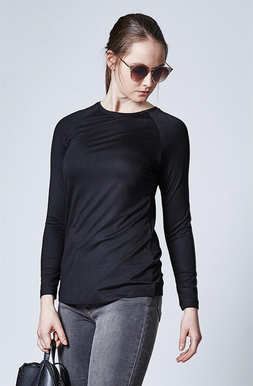 Motif Knitwear Blouse-Black 24029-01