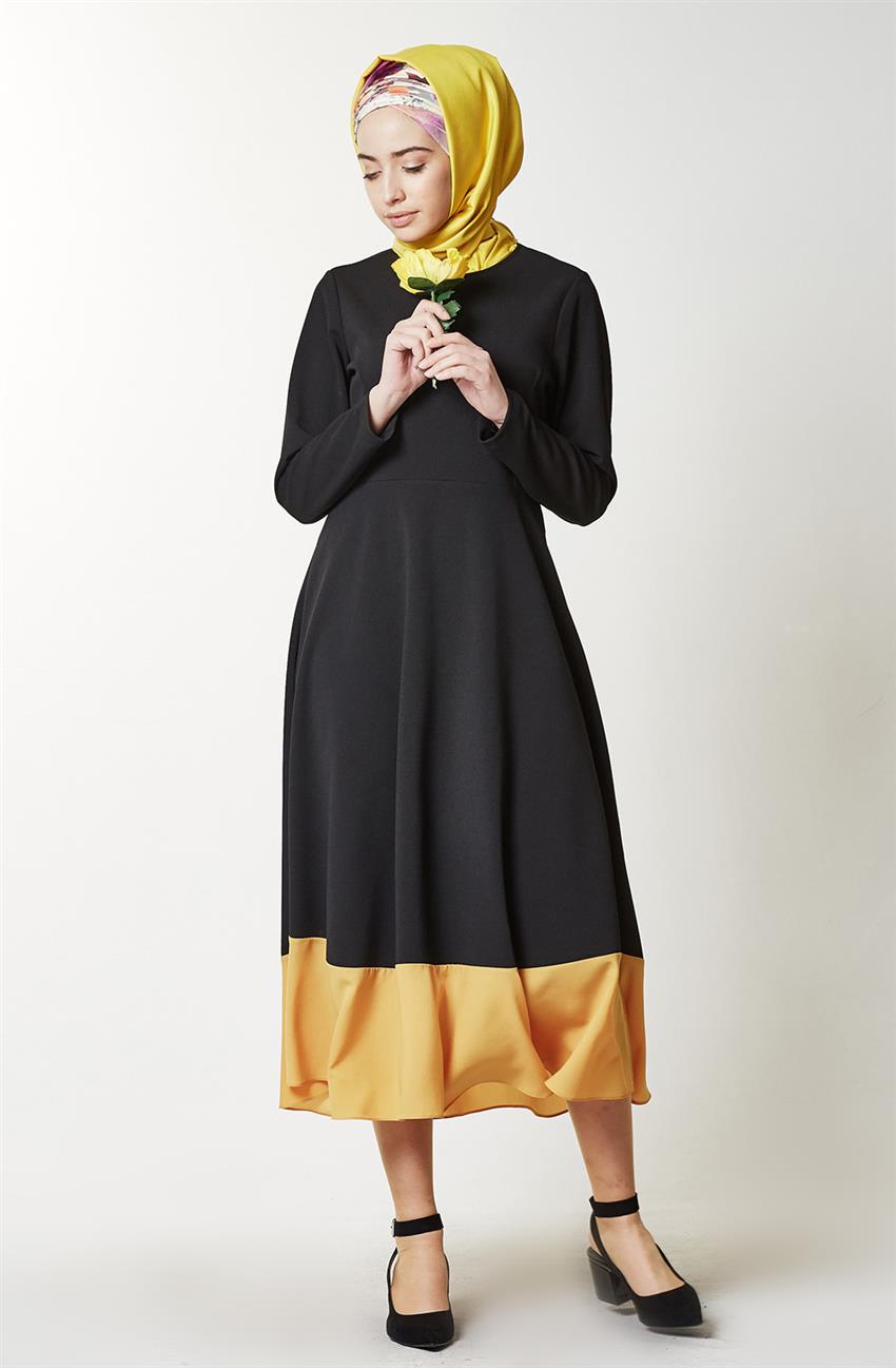 Siyah Elbise Sarı 2351-0129