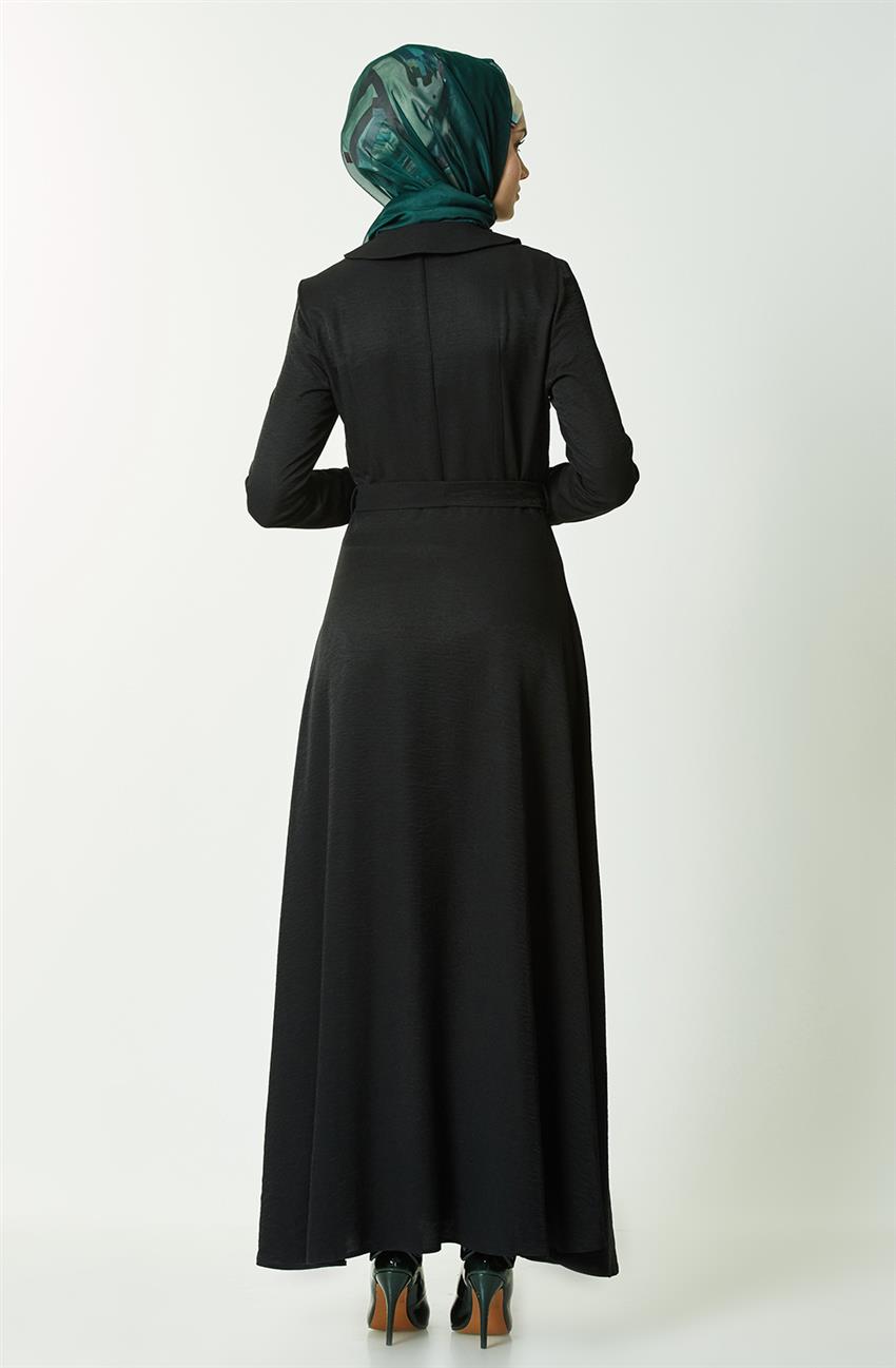 Nakış Detaylı Siyah Elbise Z1080-09