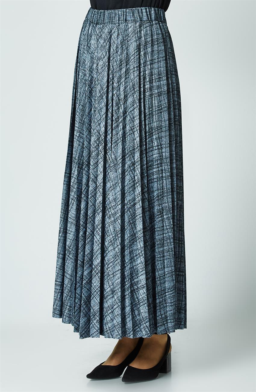 Skirt-Blue Black KA-B7-12051-0912