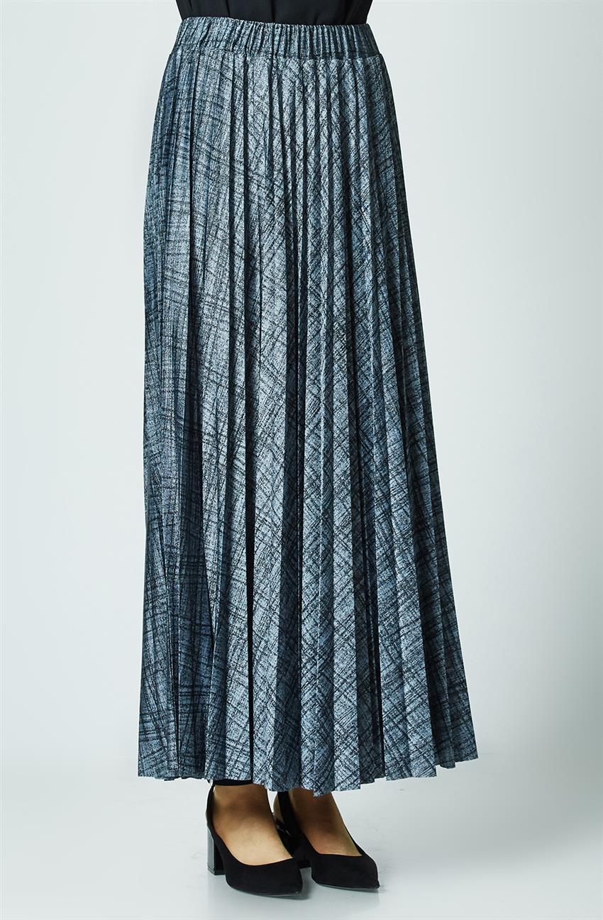 Skirt-Blue Black KA-B7-12051-0912