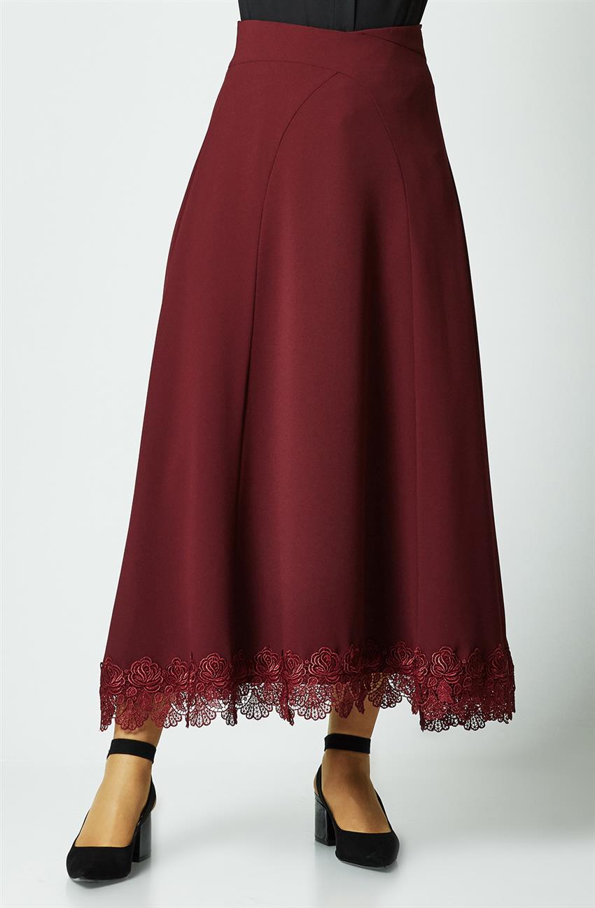 Tuğba Skirt-Claret Red K7095-30