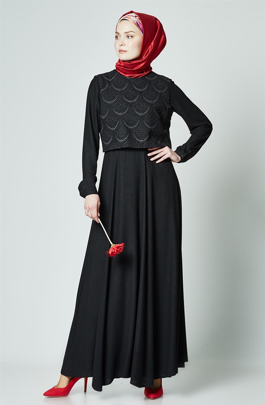 Tuğba فستان-أسود K6704-09