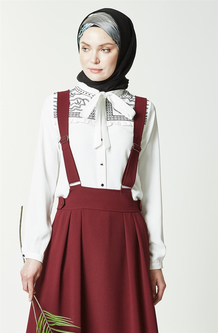Tuğba Skirt-Claret Red K7104-30