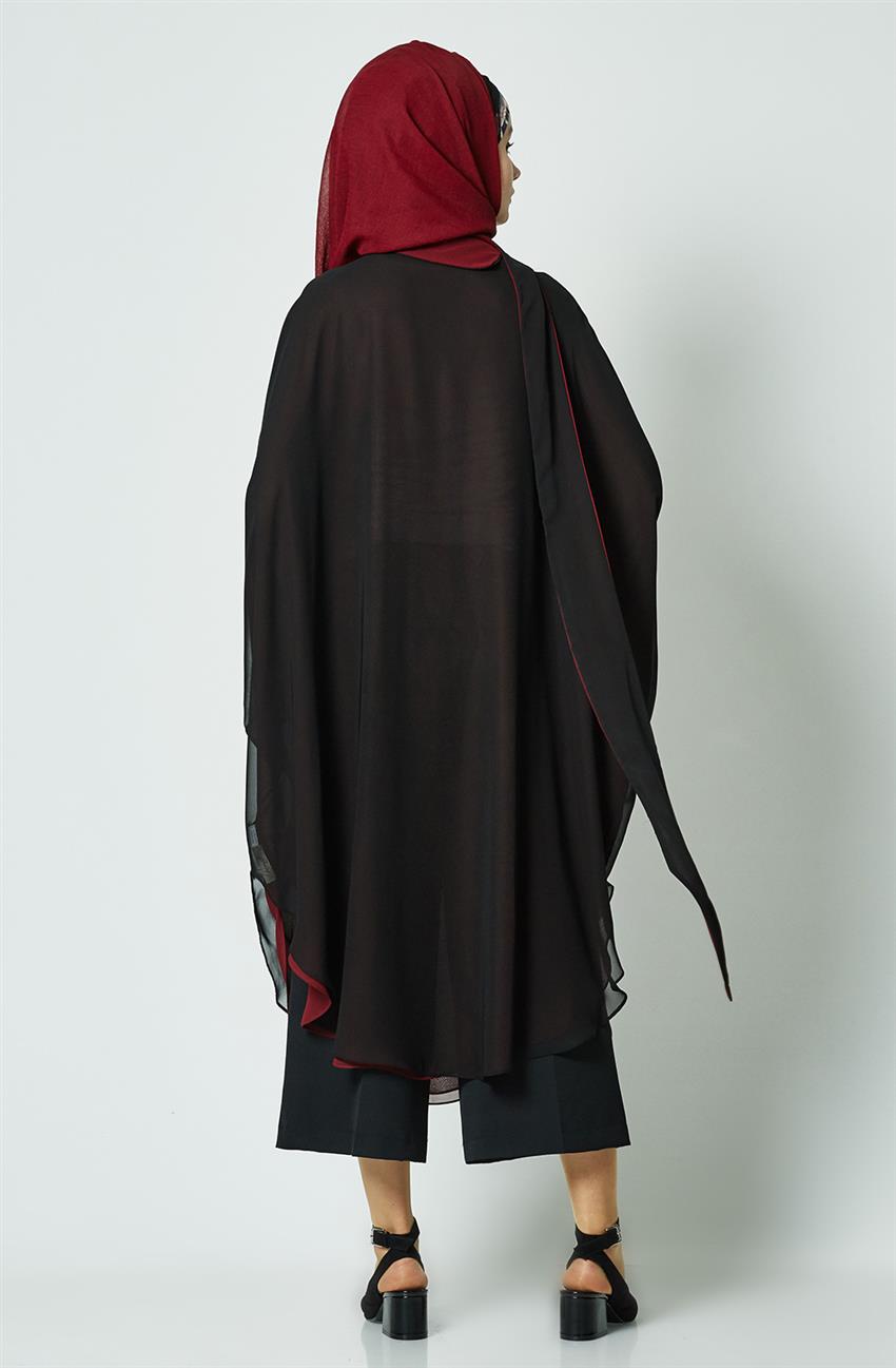 Poncho-Claret Red-Black 1053-6701