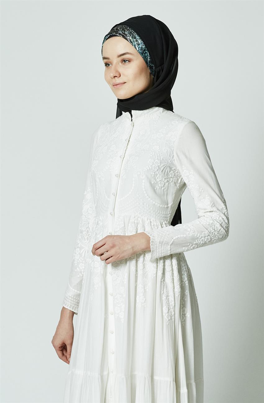 Abaya-White 1601042 Pure Cotton
