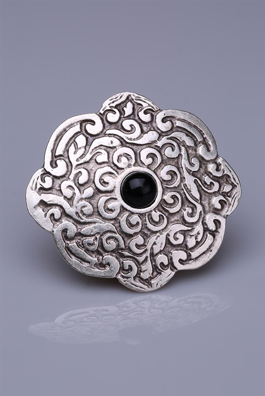 Black Silver Plated Magnet Brooch 05-0923-02-12