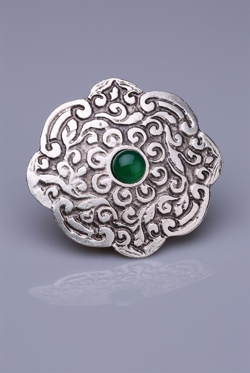 Green Silver Plated Magnet Brooch 05-0923-57-12