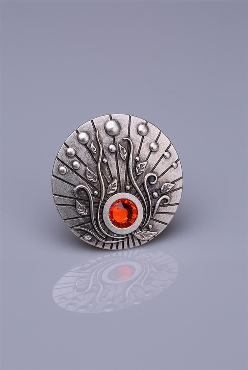 Red Silver Plated Magnet Brooch 05-0925-24-12