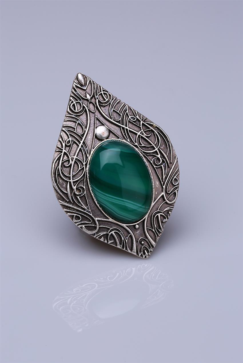 Green Silver Plated Magnet Brooch 05-0927-57-12