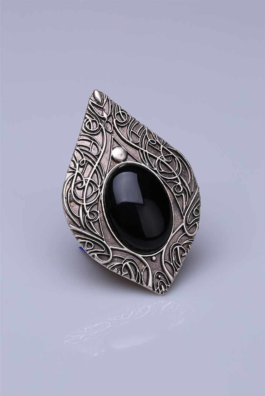 Black Silver Plated Magnet Brooch 05-0927-02-12