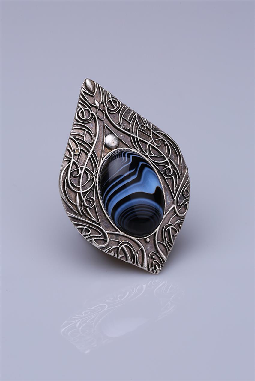 Black Silver Plated Magnet Brooch 05-0927-61-12