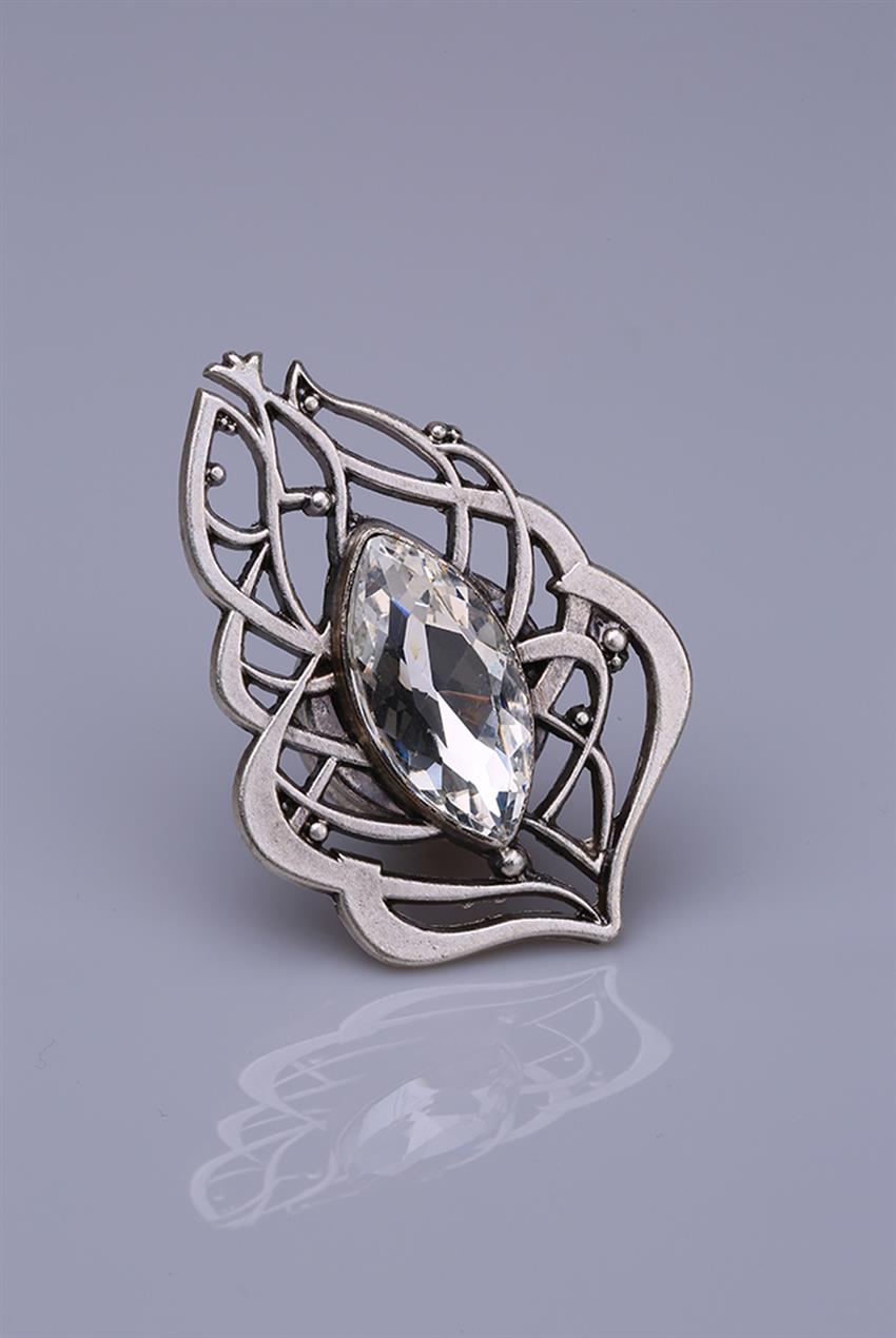 Cristal Silver Plated Magnet Brooch 05-0928-48-12