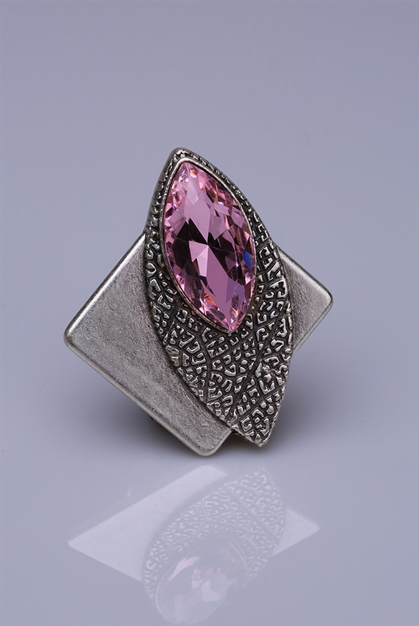 Pink Cristal Silver Plated Magnet Brooch 05-0931-07-12