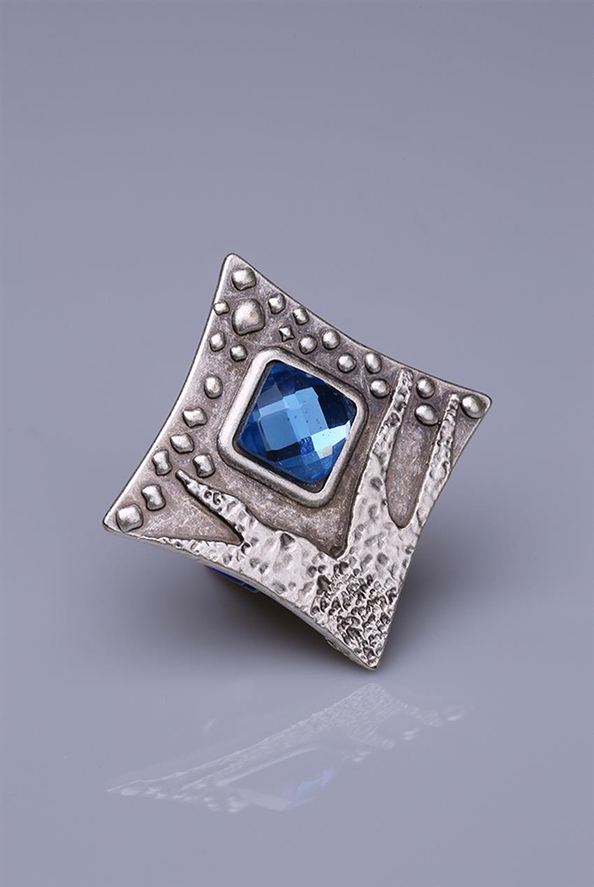 Blue Green Cristal Silver Plated Magnet Brooch 05-0933-60-12