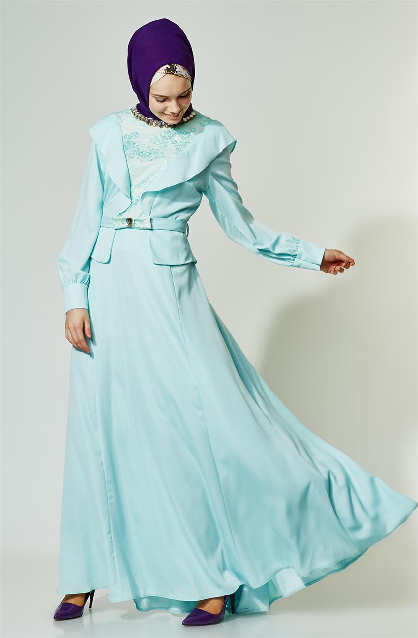 Evening Dress Dress-Turquoise KA-B4-23023-54