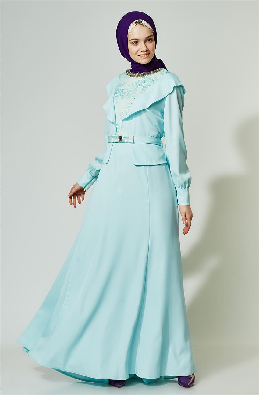 Evening Dress Dress-Turquoise KA-B4-23023-54