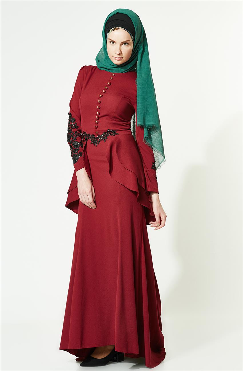 Evening Dress Dress-Claret Red 3008-67